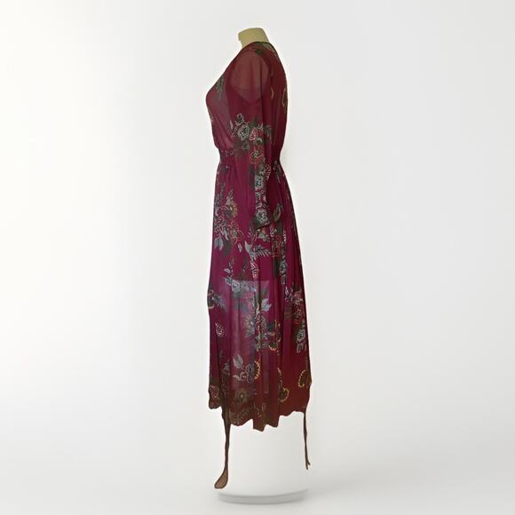 Kate & Lily Boho Tiered Maxi Dress Floral Stretch Flowy Long Sleeve Size 6 EUC - Picture 6 of 13